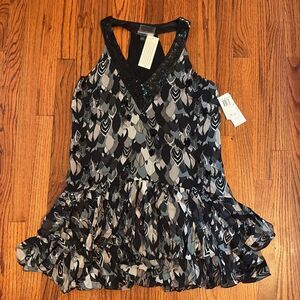 FRENCH CONNECTION Short Drop Waist Sequin Party Dress 1920's Style